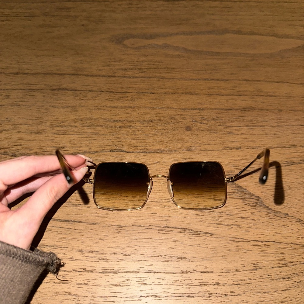 Ray-Ban Gold Frame Sunglasses with Brown Gradient Lenses - Picture 4 of 8